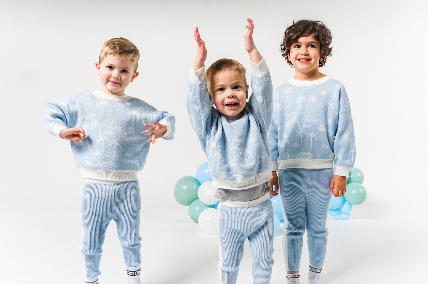 Knitted Jumper Set in Sky Blue