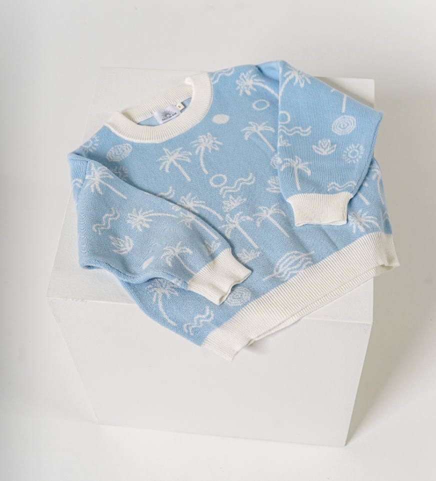 Knitted Jumper Set in Sky Blue
