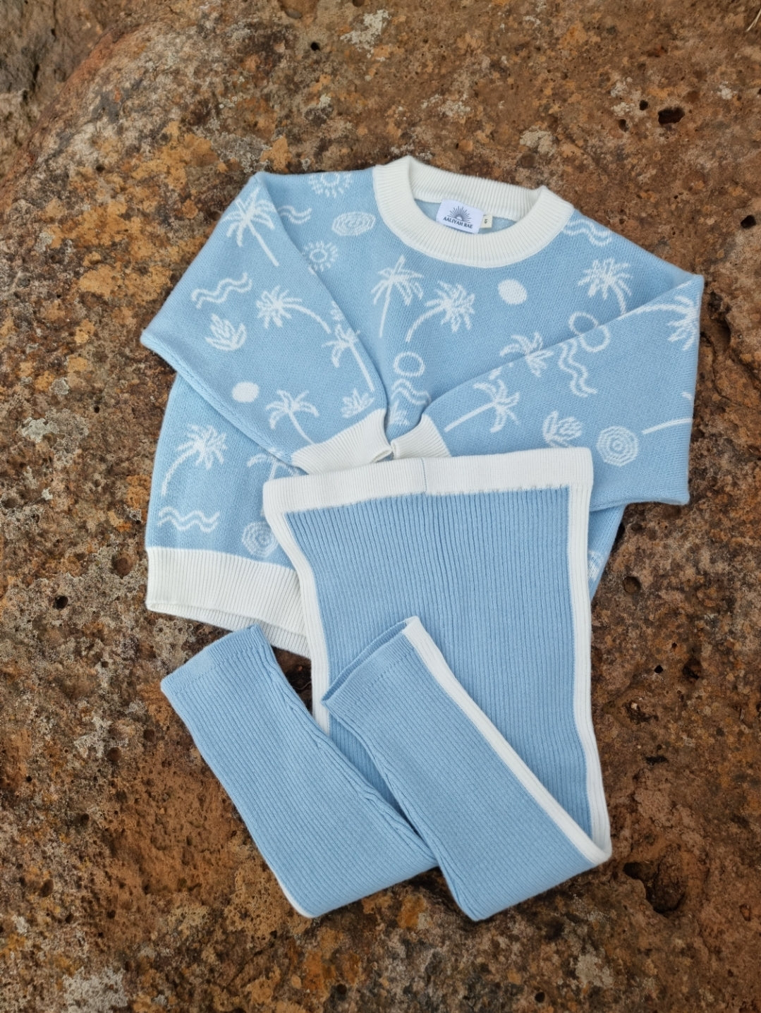Knitted Jumper Set in Sky Blue