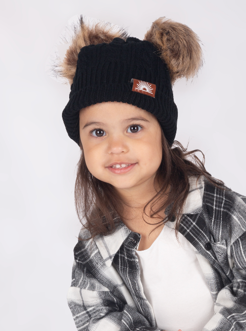 Faux Fur Double PomPom Beanie