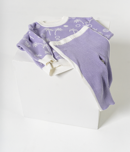 Knitted Jumper Set In Lilac