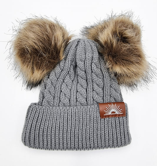 Faux Fur Double PomPom Beanie