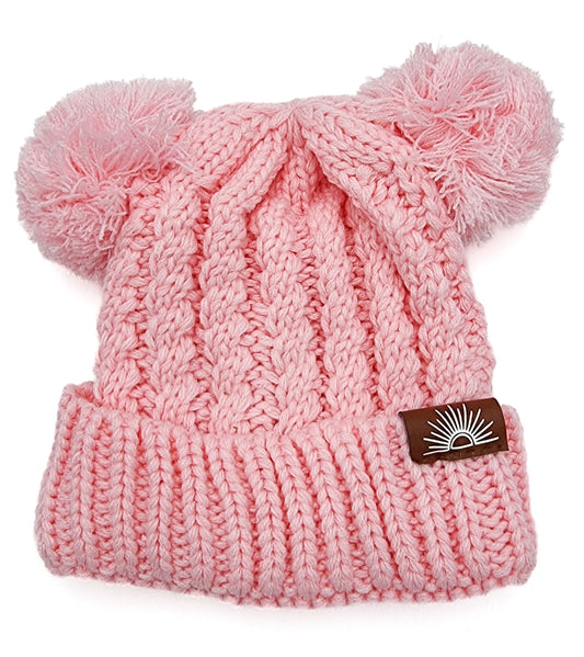 Chunky Knit Double PomPom Beanie
