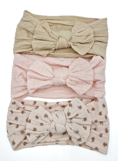Trio Cable Knit Bows