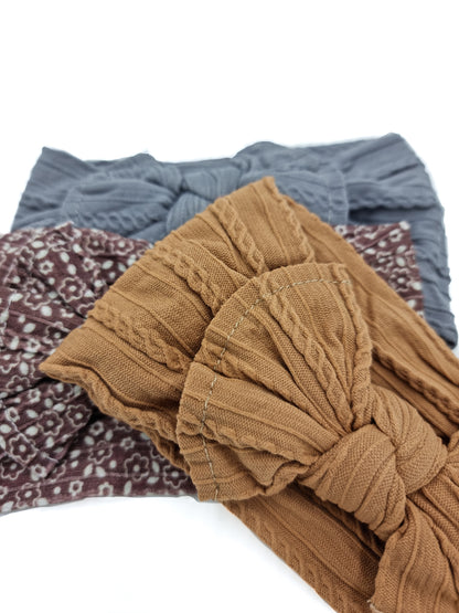 Trio Cable Knit Bows