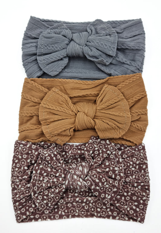 Trio Cable Knit Bows